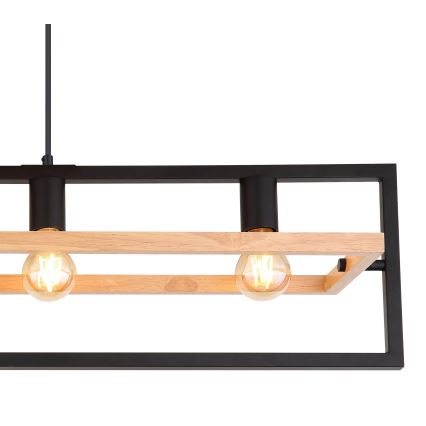 Globo 15575-4H - Suspension à câble ERICA 4xE27/40W/230V noir/beige