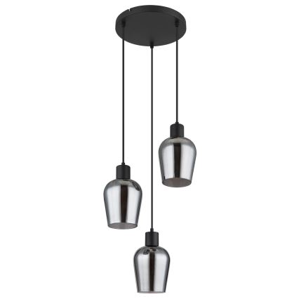 Globo - Lampadario a sospensione con filo 3xE27/40W/230V diametro 28,5 cm nero