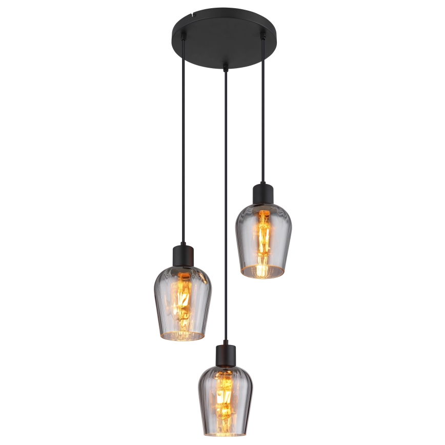 Globo - Lampadario a sospensione con filo 3xE27/40W/230V diametro 28,5 cm nero