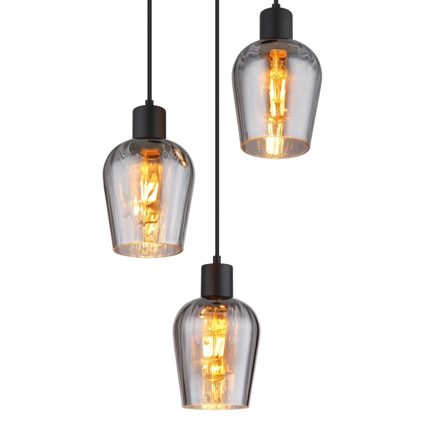 Globo - Lampadario a sospensione con filo 3xE27/40W/230V diametro 28,5 cm nero