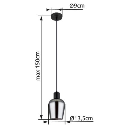 Globo - Hängeleuchte 1xE27/40W/230V d 13,5 cm schwarz