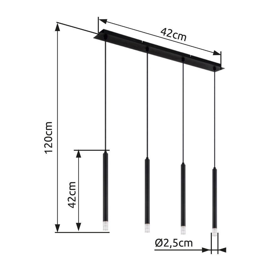 Globo - Hängeleuchte 4xG9/4W/230V schwarz