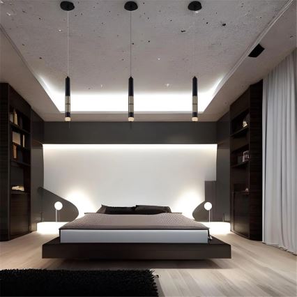 Globo - LED-Pendelleuchte an Seil LED/12W/230V 3000K schwarz