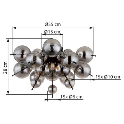 Globo - Lampadario a plafone 3xE14/25W/230V diametro 55 cm nero