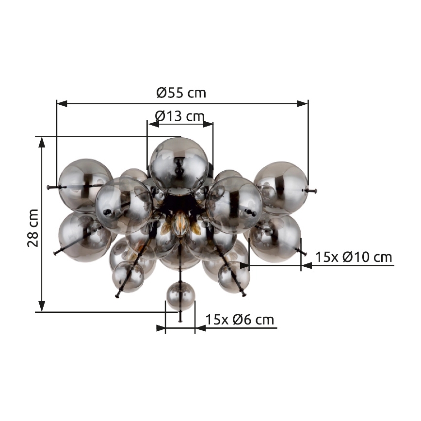 Globo - Lampadario a plafone 3xE14/25W/230V diametro 55 cm nero