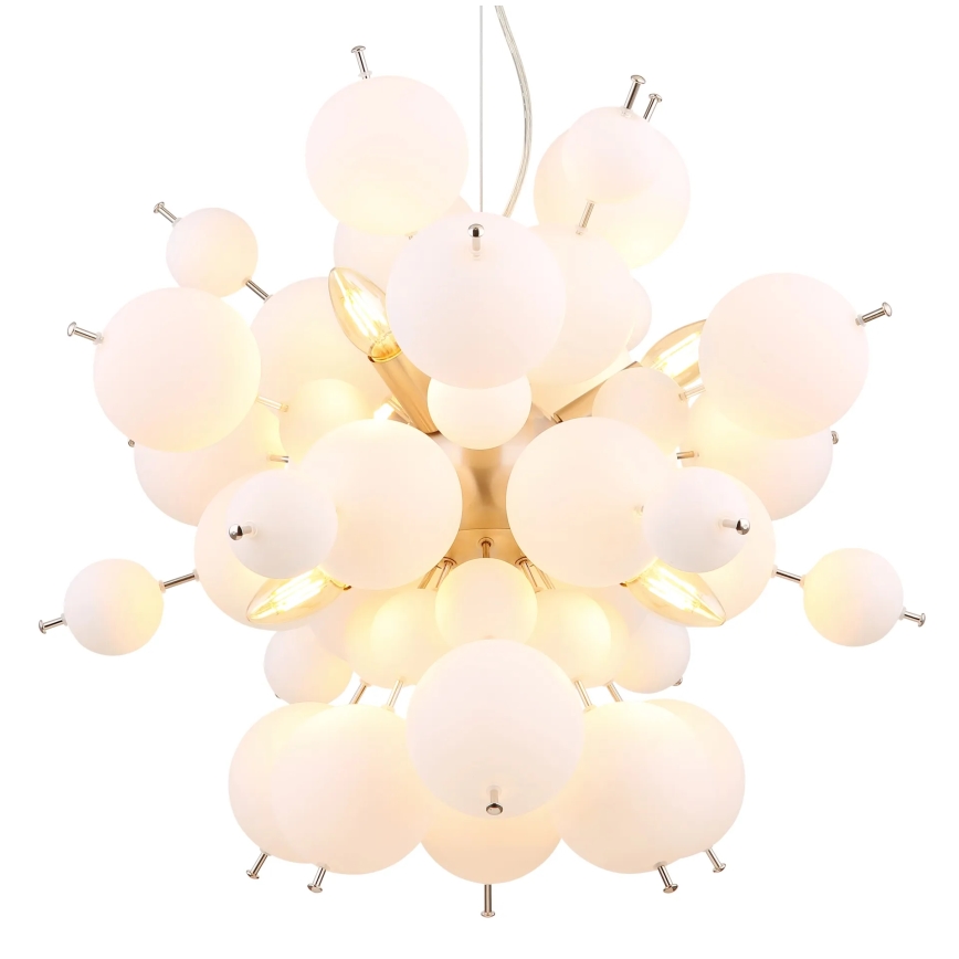 Globo - Lampadario a sospensione con filo 6xE14/25W/230V diametro 55 cm bianco