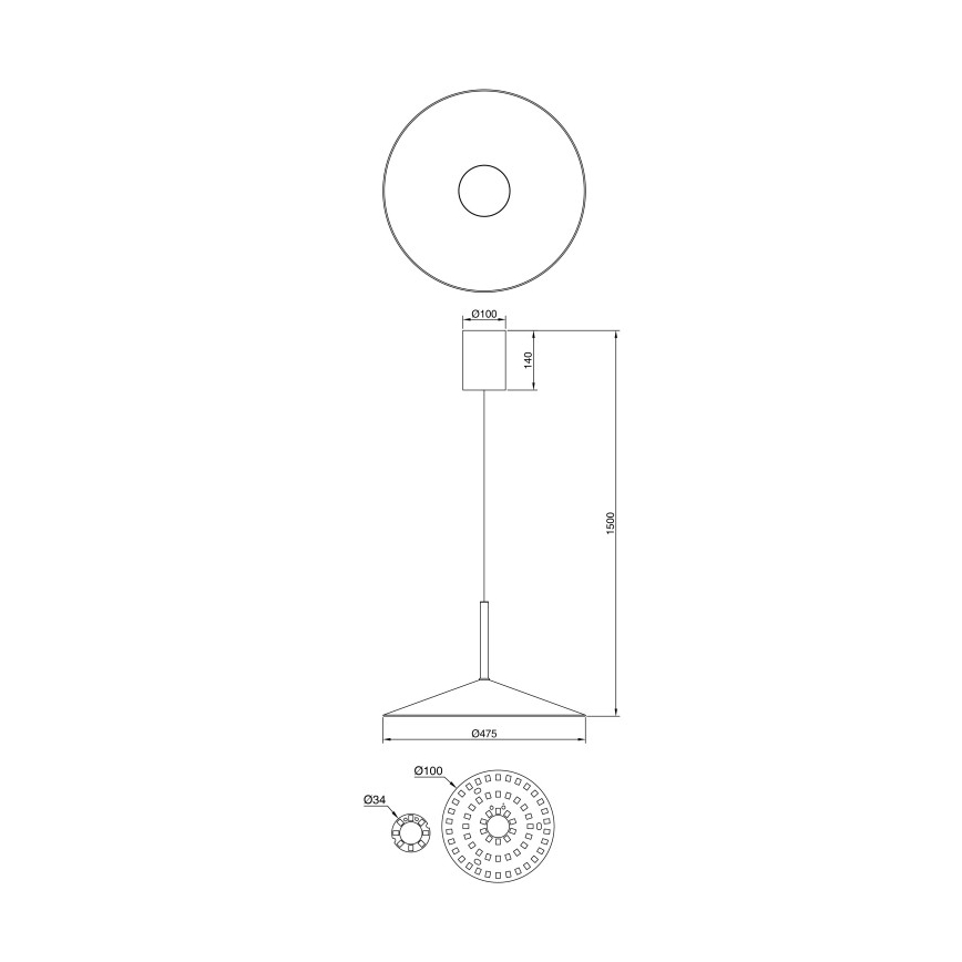 Globo - Lampadario a sospensione con cavo LED/18W/230V 4000K nero