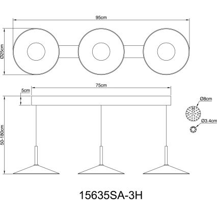 Globo - Lampadario LED a sospensione su cavo LED/24W/230V 4000K beige