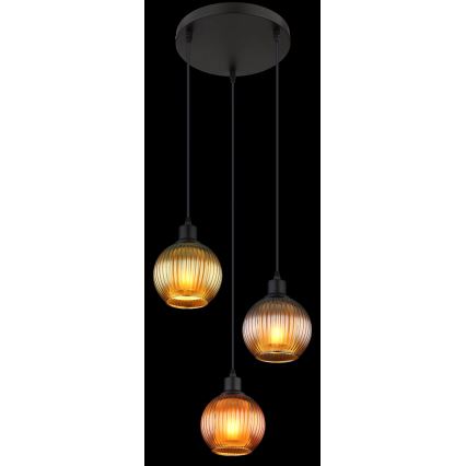Globo - Lampadario a sospensione con filo 3xE27/25W/230V diametro 36 cm rame/verde/blu