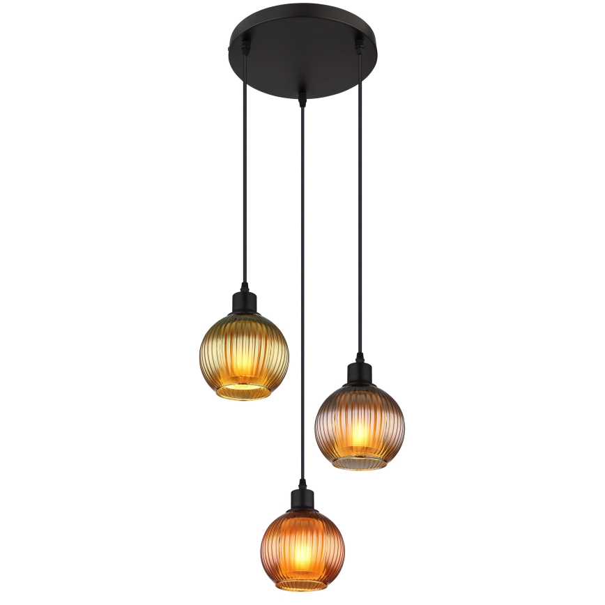 Globo - Lampadario a sospensione con filo 3xE27/25W/230V diametro 36 cm rame/verde/blu