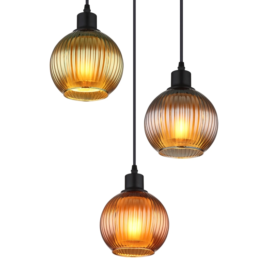 Globo - Lampadario a sospensione con filo 3xE27/25W/230V diametro 36 cm rame/verde/blu