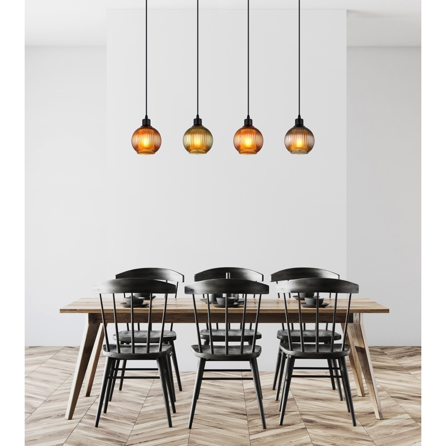 Globo - Lampadario a sospensione con filo 4xE27/25W/230V rame/verde/blu