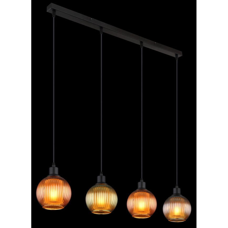 Globo - Lampadario a sospensione con filo 4xE27/25W/230V rame/verde/blu