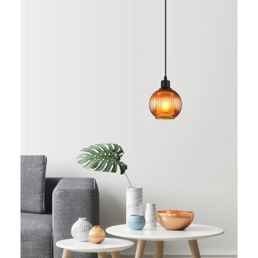 Globo - Lampadario a sospensione con filo 1xE27/25W/230V diametro 15 cm rame