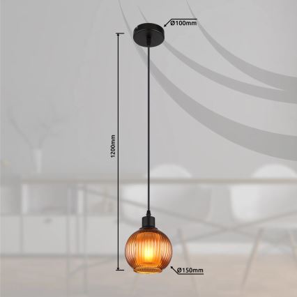 Globo - Lampadario a sospensione con filo 1xE27/25W/230V diametro 15 cm rame