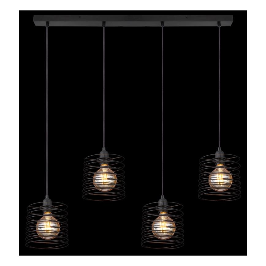 Globo 15640-4H - Lampadario a sospensione su cavo TILLY 4xE27/60W/230V nero