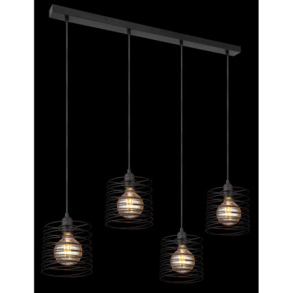 Globo 15640-4H - Suspension sur câble TILLY 4xE27/60W/230V noir