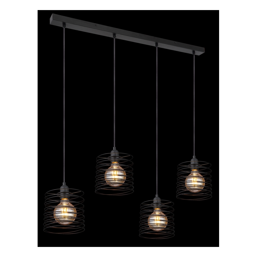 Globo 15640-4H - TILLY Pendelleuchte an Kabel, 4xE27/60W/230V, schwarz