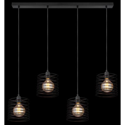 Globo 15640-4H - TILLY Pendelleuchte an Kabel, 4xE27/60W/230V, schwarz