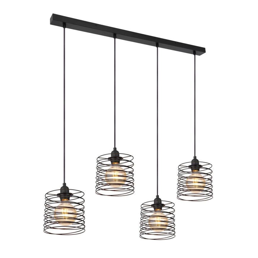 Globo 15640-4H - TILLY Pendelleuchte an Kabel, 4xE27/60W/230V, schwarz