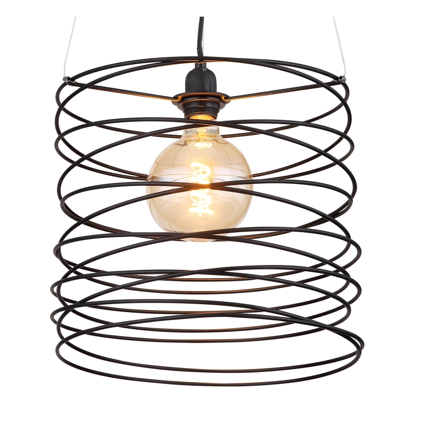 Globo 15640H - Suspension sur câble TILLY 1xE27/60W/230V, noire