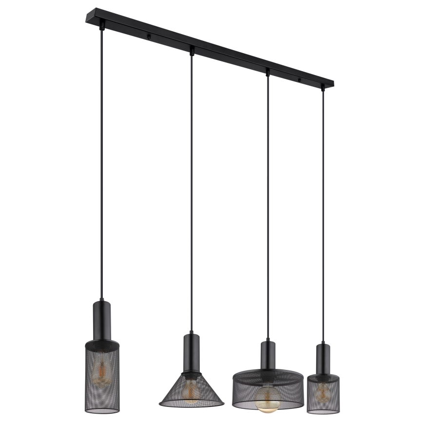 Globo - Lampadario a sospensione con filo 4xE27/60W/230V nero