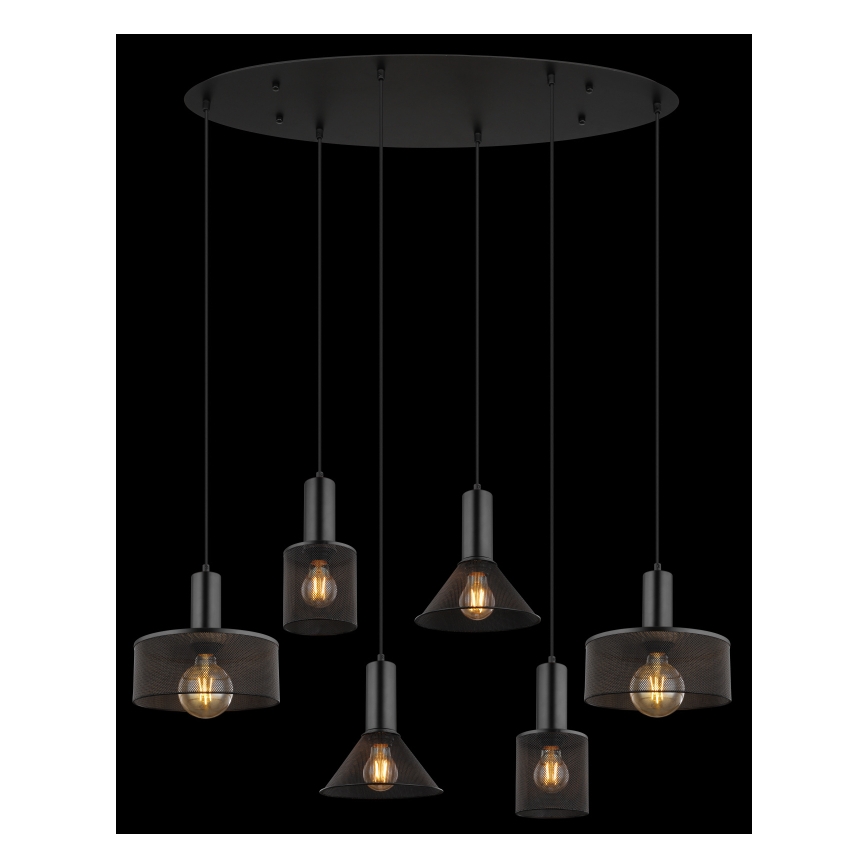 Globo 15648-6H - Lampadario a cavo JEDD 6xE27/60W/230V nero