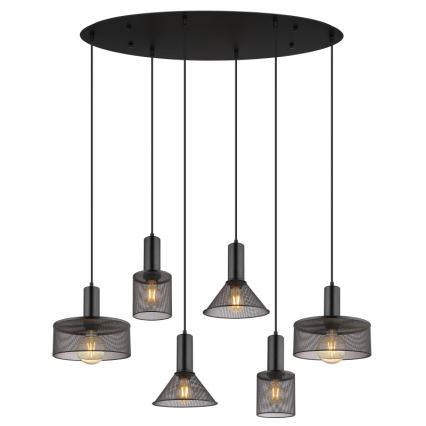 Globo 15648-6H - Lampadario a cavo JEDD 6xE27/60W/230V nero