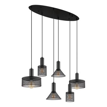 Globo 15648-6H - Suspension à câble JEDD 6xE27/60W/230V noire