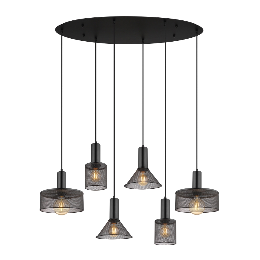 Globo 15648-6H - Suspension à câble JEDD 6xE27/60W/230V noire
