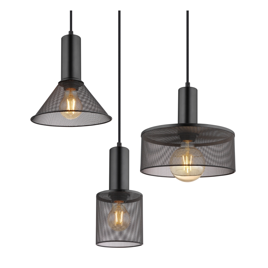 Globo 15648-6H - Suspension à câble JEDD 6xE27/60W/230V noire