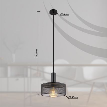 Globo - Lampadario a sospensione con filo 1xE27/60W/230V nero