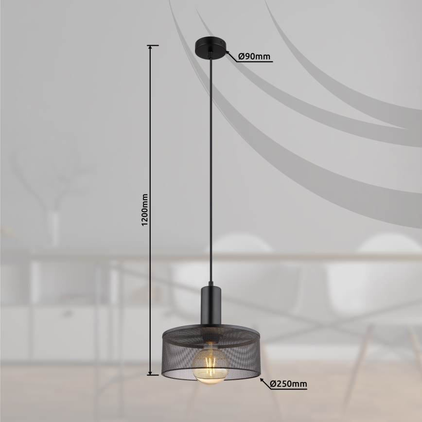 Globo - Lampadario a sospensione con filo 1xE27/60W/230V nero