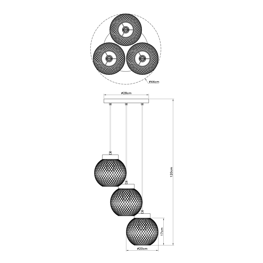 Globo - Lampadario su filo 3xE27/60W/230V