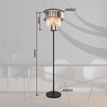 Globo - Lampada con piedistallo 3xE27/40W/230V diametro 40 cm nero