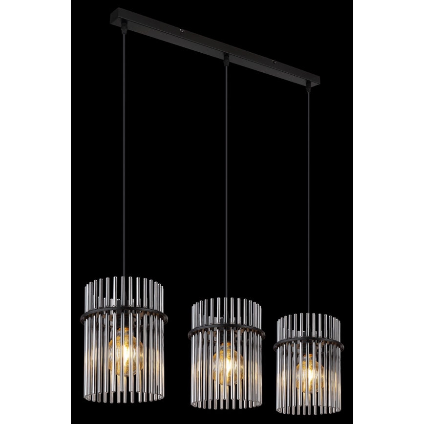 Globo - Suspension filaire 3xE27/60W/230V noir