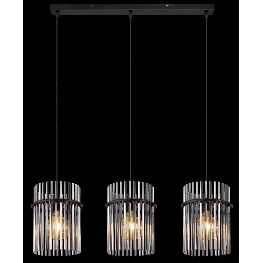 Globo - Suspension filaire 3xE27/60W/230V noir