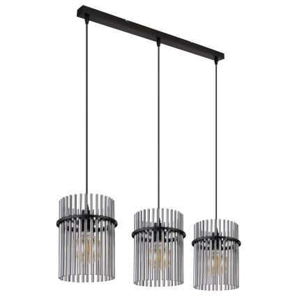 Globo - Suspension filaire 3xE27/60W/230V noir