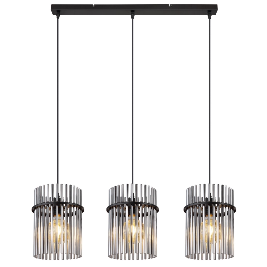 Globo - Suspension filaire 3xE27/60W/230V noir