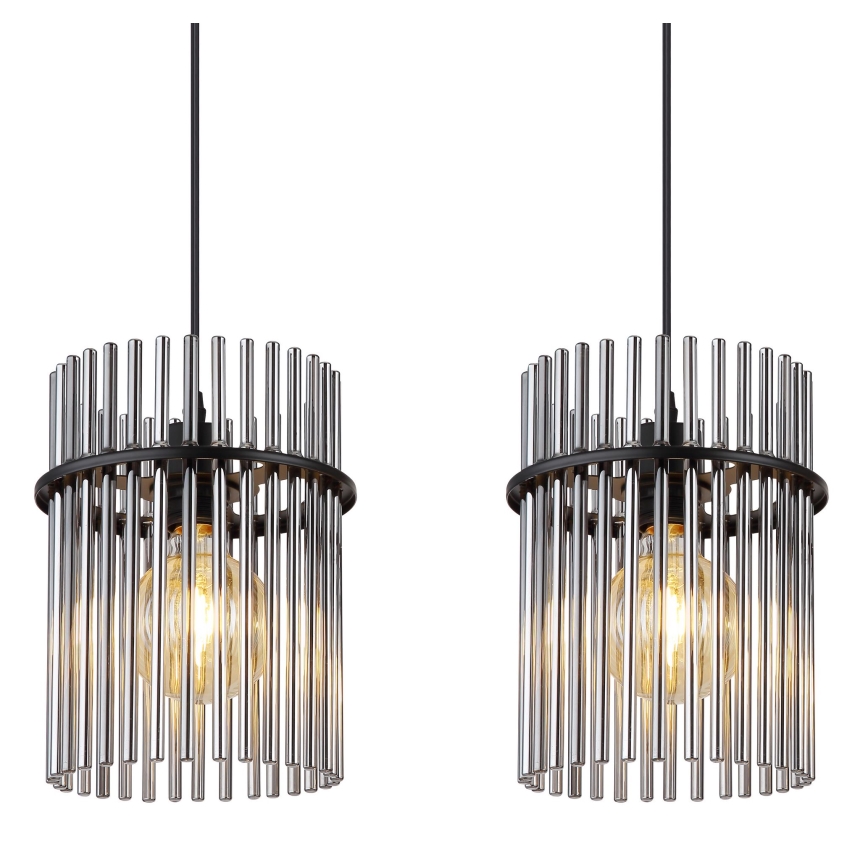 Globo - Suspension filaire 3xE27/60W/230V noir