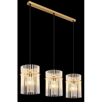 Globo - Lampadario a sospensione con filo 3xE27/60W/230V oro