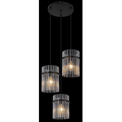 Globo - Suspension filaire 3xE27/60W/230V d. 47 cm noir