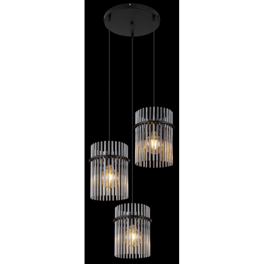 Globo - Suspension filaire 3xE27/60W/230V d. 47 cm noir