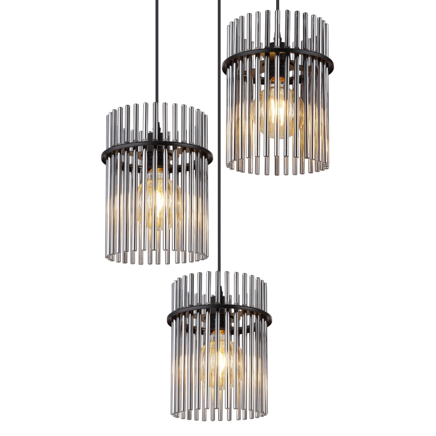 Globo - Suspension filaire 3xE27/60W/230V d. 47 cm noir