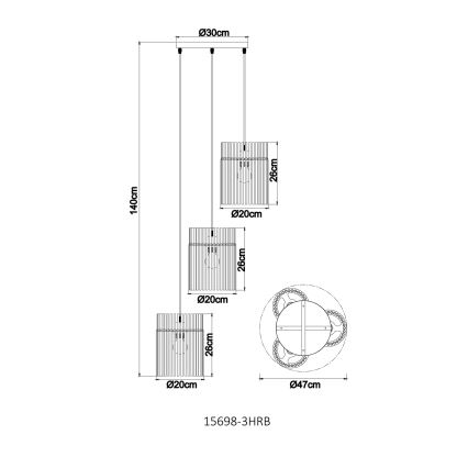 Globo - Lampadario a cavo 3xE27/60W/230V