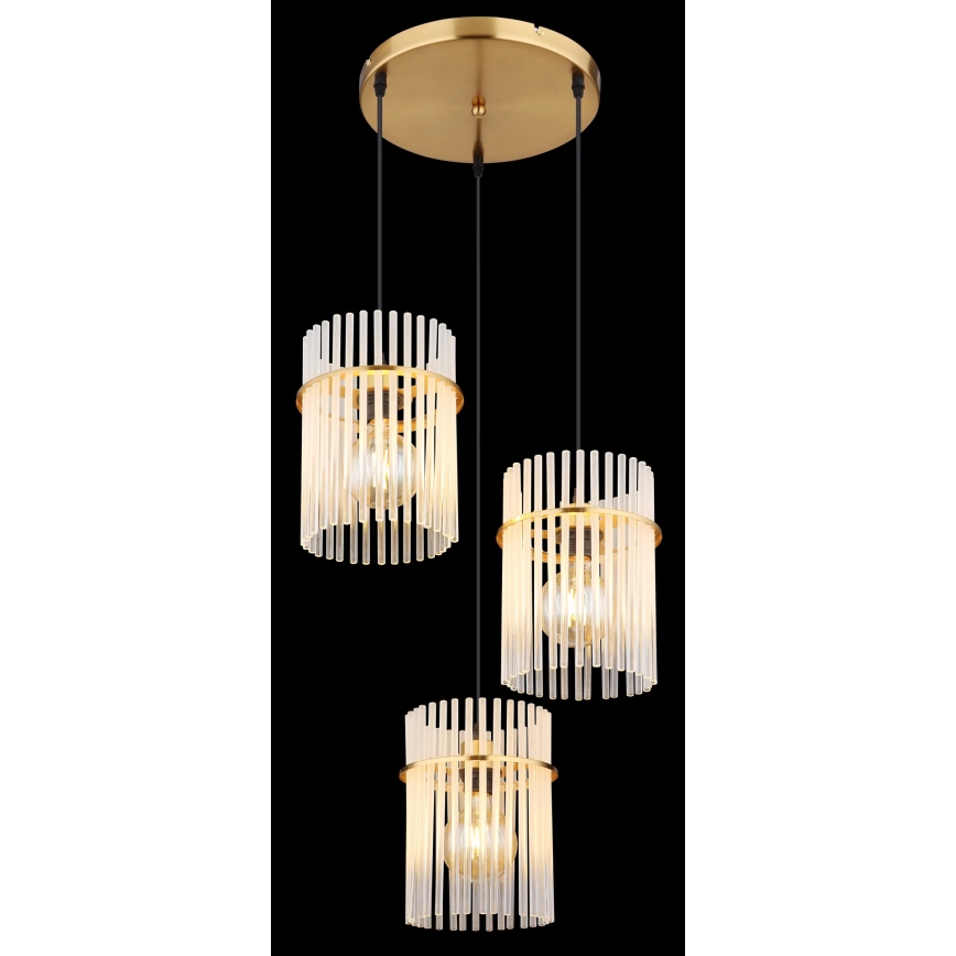Globo - Hängeleuchte 3xE27/60W/230V d 47 cm golden