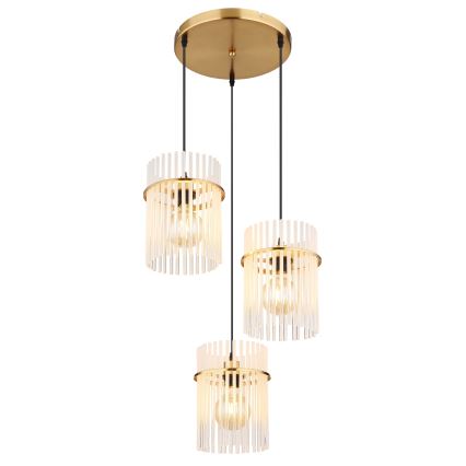 Globo - Hängeleuchte 3xE27/60W/230V d 47 cm golden