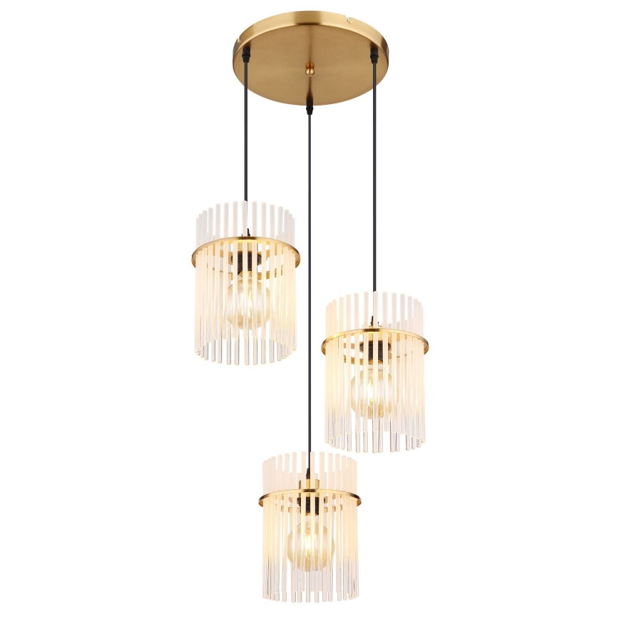 Globo - Hängeleuchte 3xE27/60W/230V d 47 cm golden