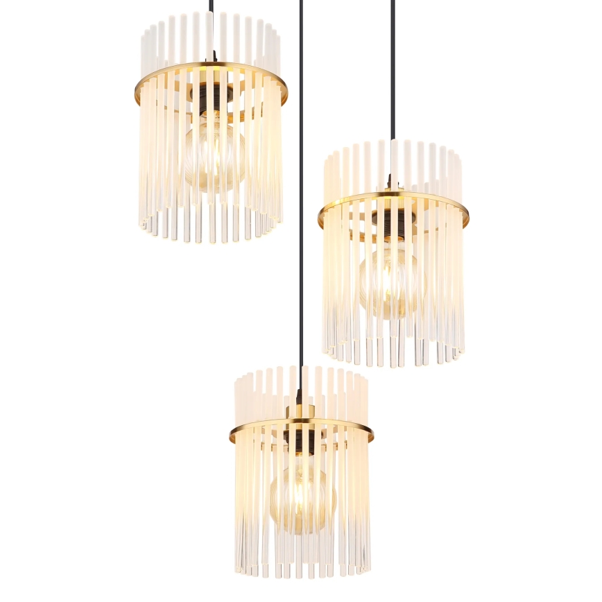 Globo - Hängeleuchte 3xE27/60W/230V d 47 cm golden
