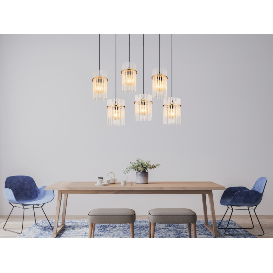 Globo - Hängeleuchte an Kabel 6xE27/60W/230V goldfarben